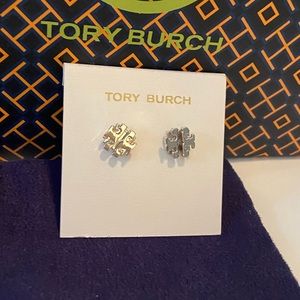 Tory Burch silver T-logo stud earrings